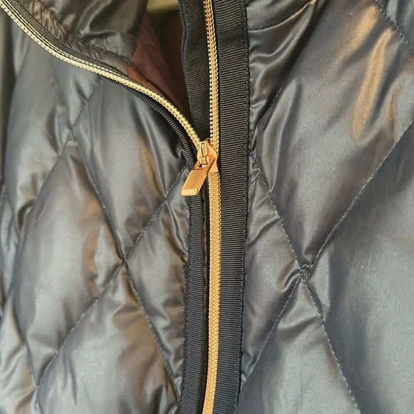 Athleta Navy Blue Puffer Jacket Size M Medium Rose Gold Zipper - Picture 2 of 9